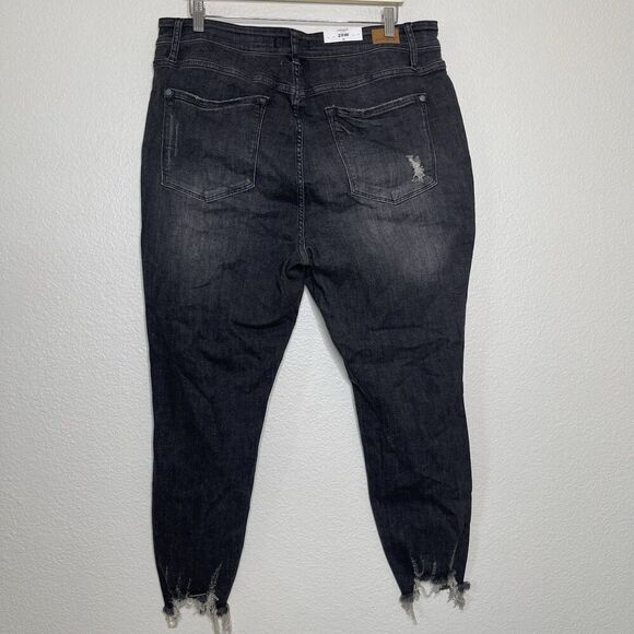 Judy Blue Skinny Jeans 20 Black Knee Distress Button Fly Stretch High Rise Denim - Picture 10 of 11